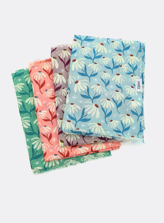Schal 100% Bio-Baumwolle / Flower Basket – flamingo