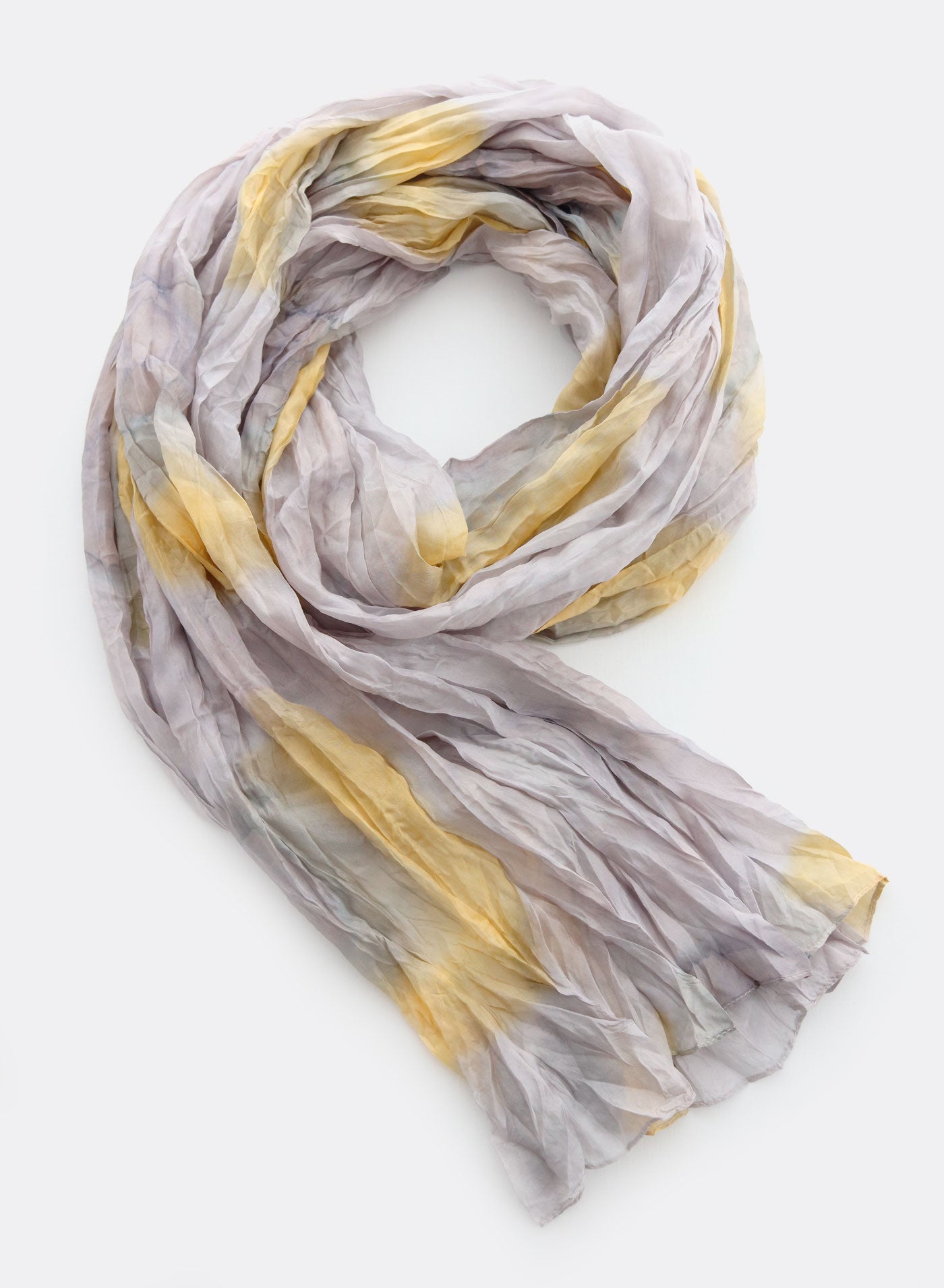 Seidenschal / Batik - grau / gelb