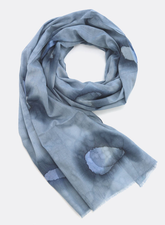 Batik-Schal, Organic Cotton, graublau